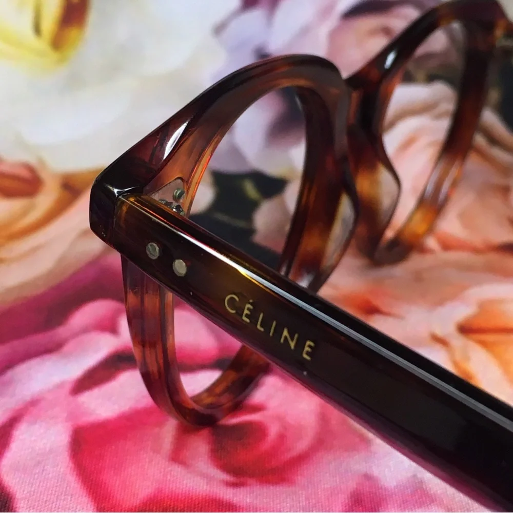 CELINE Two dots round Orange & Black tortoise acetate frames CL41461 F 086 145